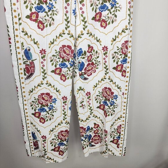 NWOT Sezane X Farm Rio Tiago Crop Linen Blend Pant Romantic Garden 36/US Size 4 - Picture 8 of 15